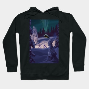 Nordic Northern Lights night ski Hoodie